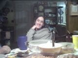 This is my sister, at my Aunt's house, on Thanksgiving Day.